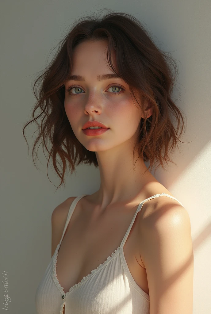 close-up, masutepiece, of the highest quality, FULL ANATOMY, Raw photo, Photorealism, Face, Incredibly ridiculous, Beautiful Girl, Cute, Short hair, nudde, depth of fields, High resolution, Ultra Detail, Fine detail, Highly detailed, Highly detailed eyes and face, Sharp pupils, Realistic pupils, Sharp Focus, Cinematic lighting, Flat breasts, Small breasts, Small, ( Small bust: 1.2), Small bust, (slim, Small, Flat, Small), slender, Delicate and sexy collarbone, NSFW, I'm not wearing clothes,