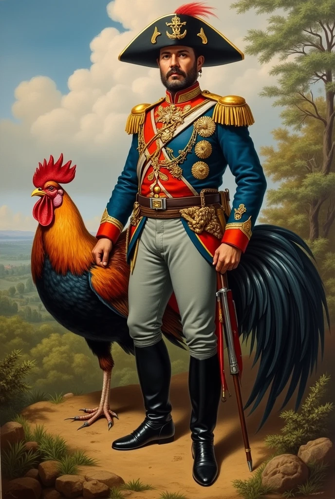 Nicanor Ochoa painted Morillo with his fighting cock