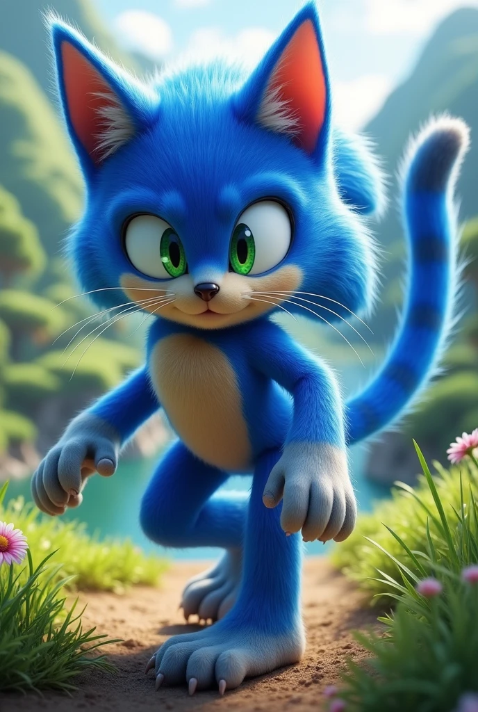 A Sonic in the shape of a Siamese cat