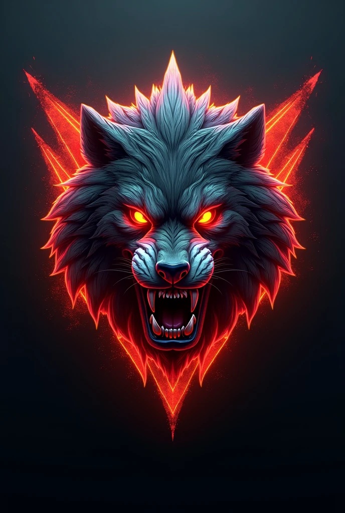 Create a logo for a game of a wolf and a lion together that is a realistic mix, more realistic to that more realistic and scary, more fear and that it is a logo for free fire more fear 