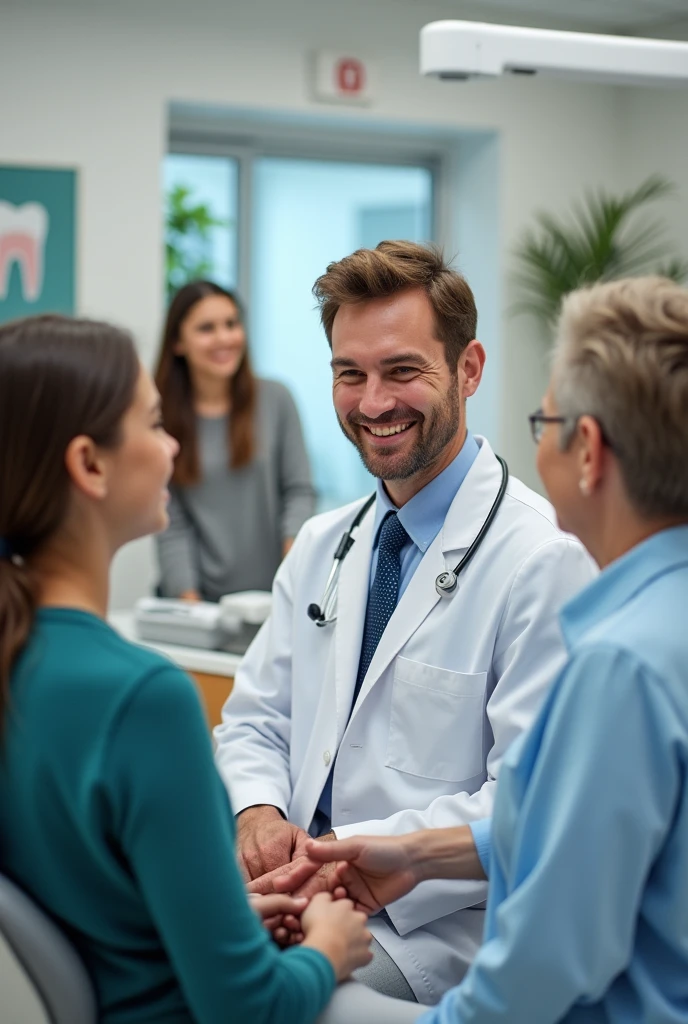 Create me an advertising image for a Dental clinic, where oral care is advertised.