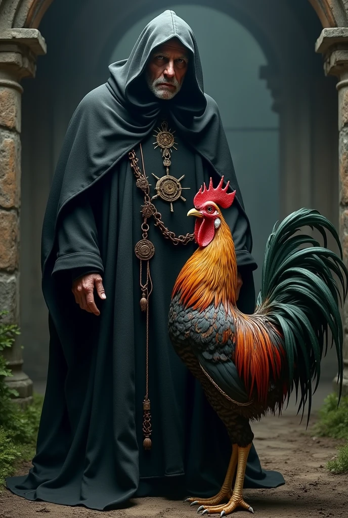 Witch Don Nicanor with his painted rooster