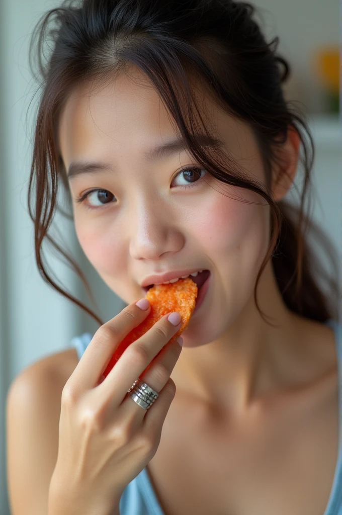 Girl eating semen