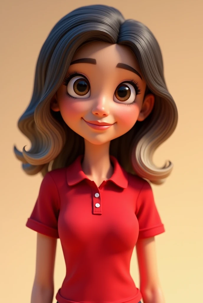 Cartoon characters of a young woman MEDIUM SKIN BALAYAGE HAIR and a RED POLO shirt animation style rendering, 3D stylized, Arnold Maya rendering, Render 3D stylized, , 3D character, 3D character, Stylized 3D rendering, 3d character rendering, cartoon character, Close-up character, Character pose, (pixar style) (master part:1.2) (bokeh) (Best Quality) (detailed skin) (detailed texture) (8k) (clay) (cinematic lighting) (sharp focus

