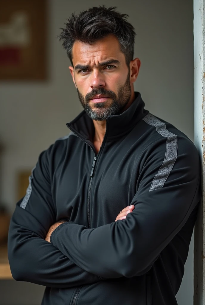 Homme brun 30 ans yeux noisette cheveux court barbu sportif 1m80 70kg souvetement