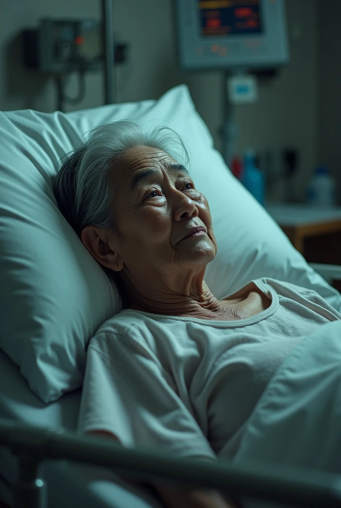 Sick indonesian grandmother in hospital