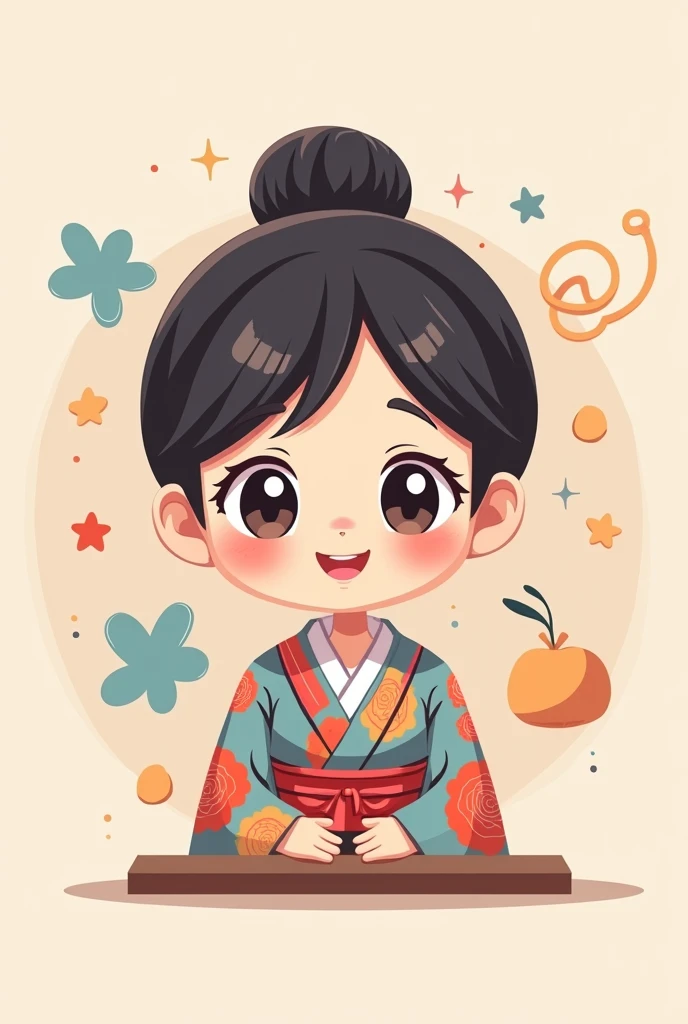chibiart, Japanese woman, teaching on zoom, icon
