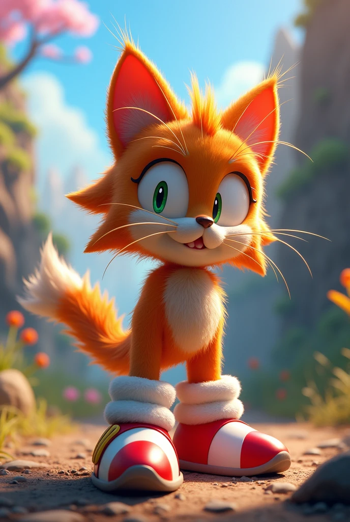  A Sonic in the shape of a brown and colored cat
