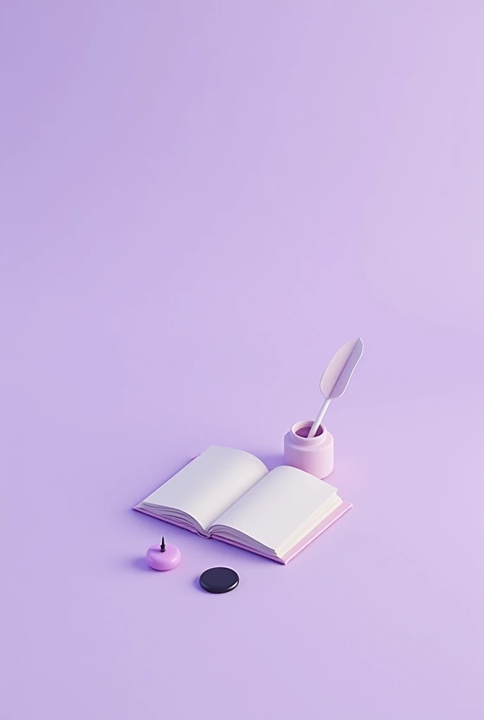 1080 x 1080 pixels Purple/lilac subtle gradient Book Add a small drop of ink or a calligraphy quill next to the book to suggest the act of writing.

formato PNG