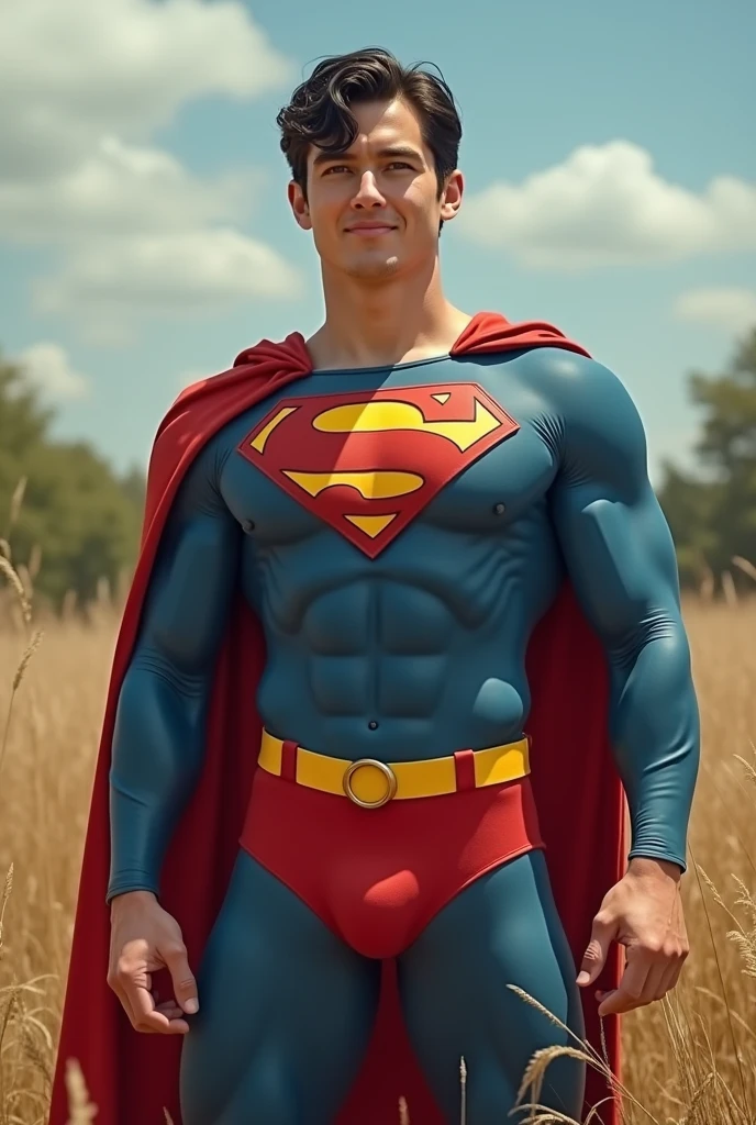 Superman live action (Nice Scout Personality),Homemade costume in medium blue normal fabric,Red Underwear over the blue pants