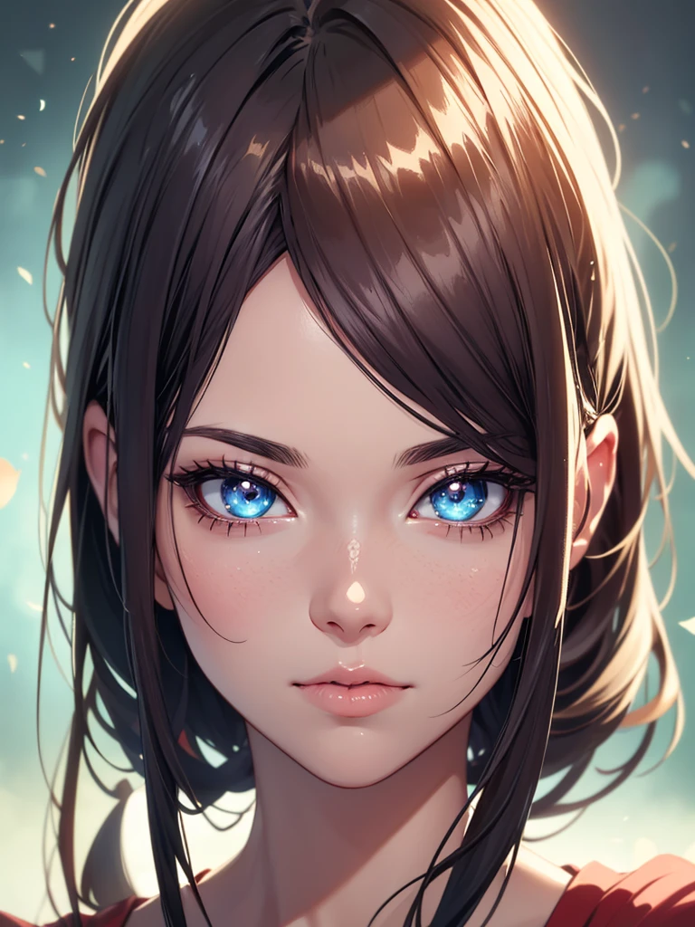 a busty anime girl, beautiful detailed eyes, beautiful detailed lips, extremely detailed eyes and face, long eyelashes, intricate detailed hair, detailed facial expression, flawless skin, highly detailed, colorful and vibrant, dynamic lighting, photorealistic, 8k, best quality, masterpiece, portrait