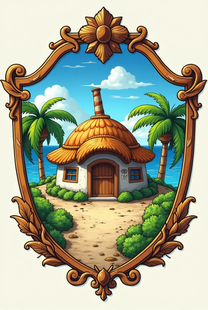 You can make Master Roshi&#39;s house inside an emblem and at the top of the emblem as a title say KAME HAUSE