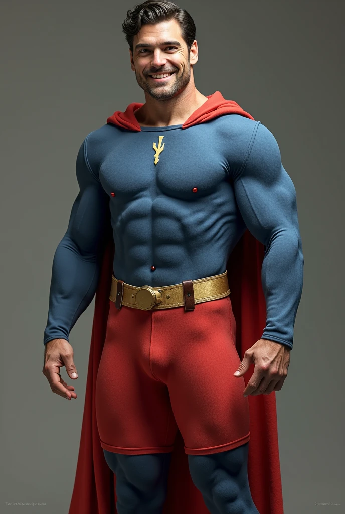 Superman live action (Nice Scout Personality),Homemade costume in medium blue normal fabric,Red Boxer Underwear over the blue pants