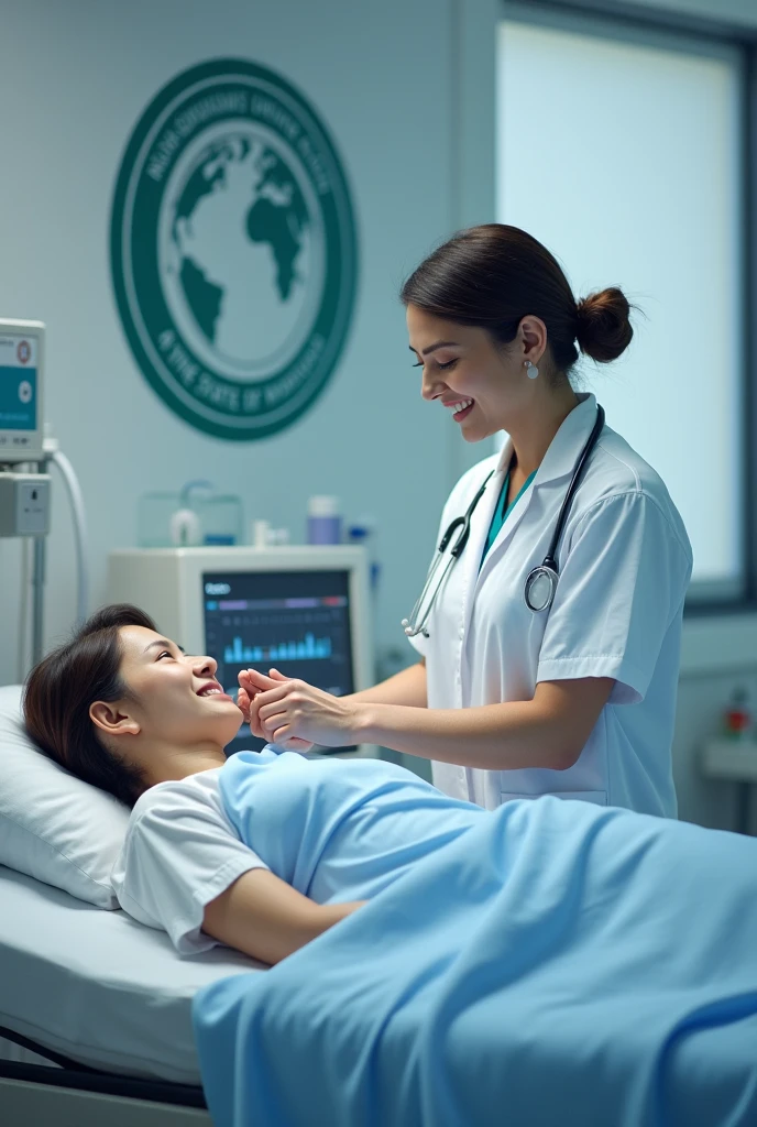 Nurse with a patient undergoing treatment, I still have the logo of the Autonomous University of the State of Morelos