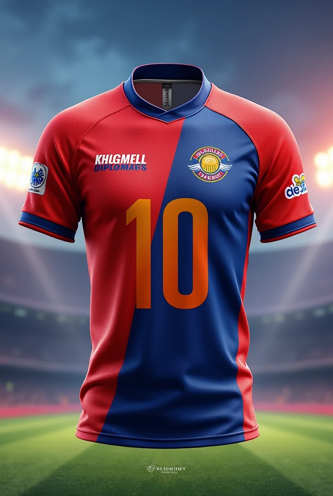 A randem cricket only shirtwith the name of khugakhel Diplomats the no 10