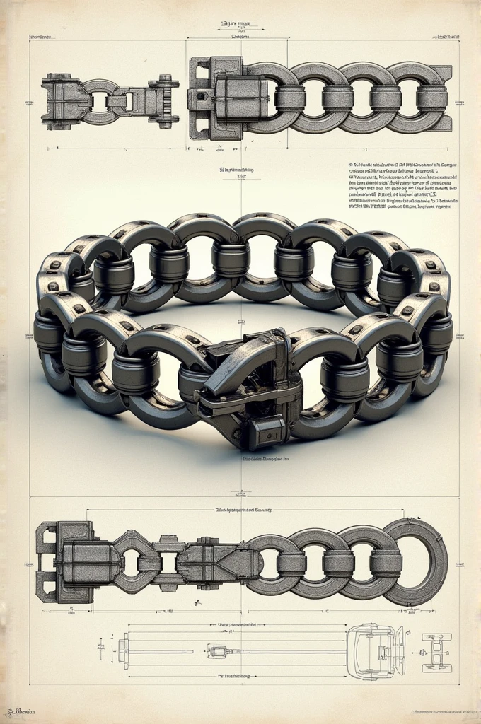 AW10 Balmain by Christophe Decarnin 'Bike Chain' Metal Belt Construction diagram