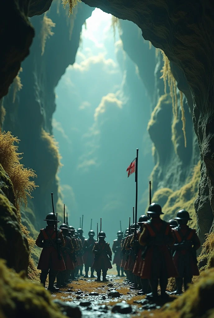 Earth cave with toy soldiers