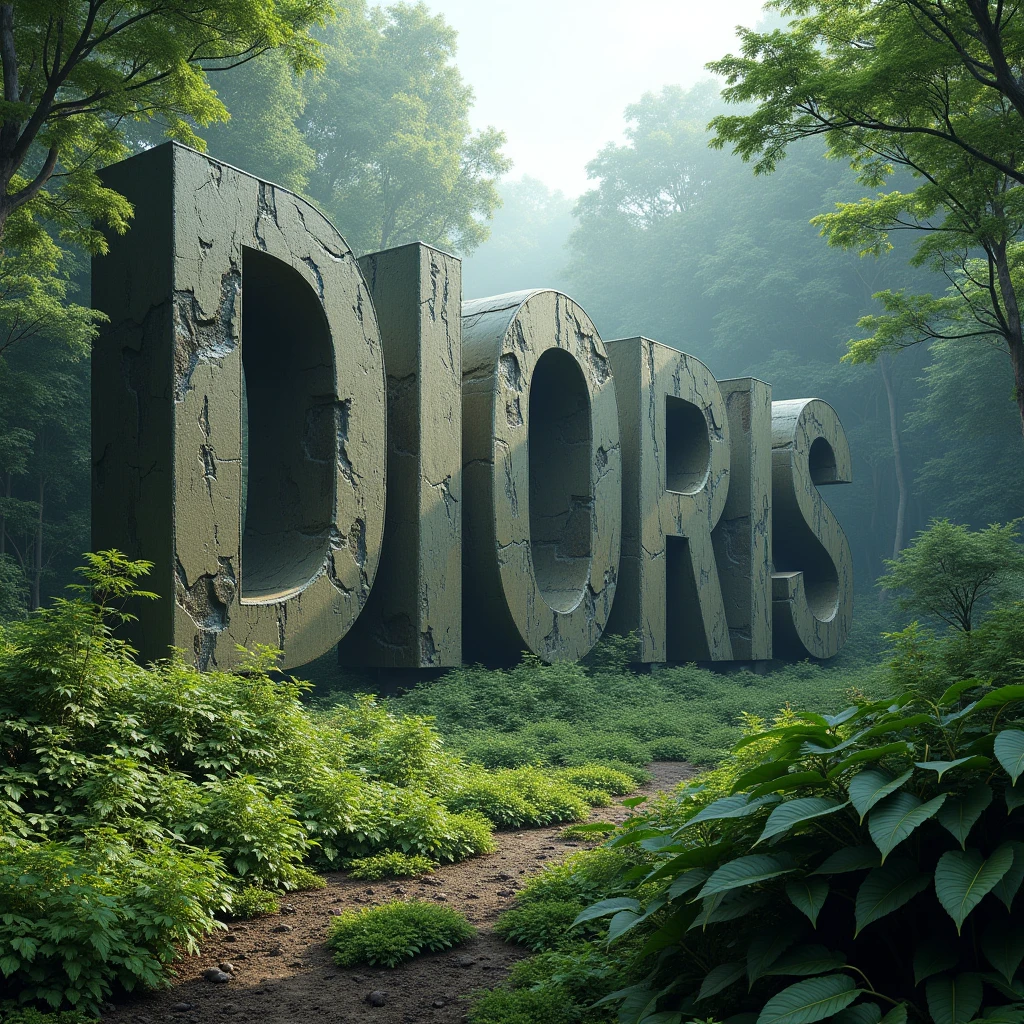  megas giant thick letters DIORIS in the middle of the forest 