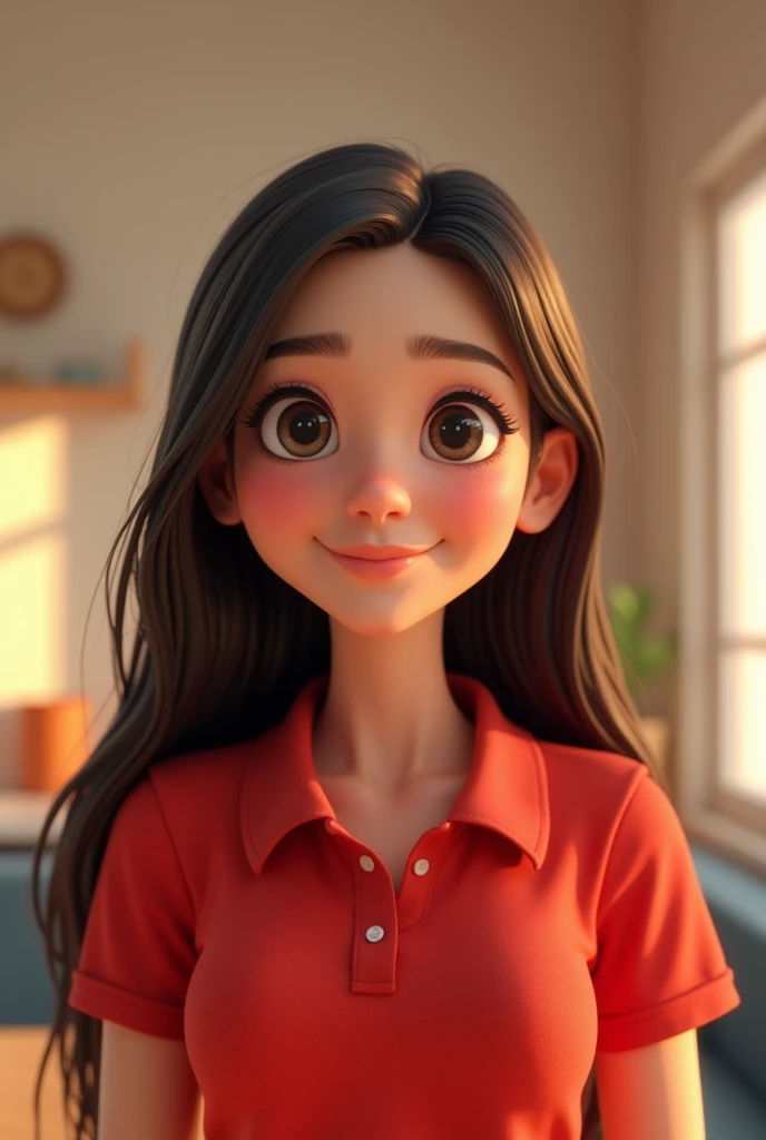 Cartoon characters of a young woman PEARLY SKIN LONG STRAIGHT HAIR BALAYAGE and a RED POLO shirt animation style rendering, 3D stylized, Arnold Maya rendering, Render 3D stylized, , 3D character, 3D character, Stylized 3D rendering, 3d character rendering, cartoon character, Close-up character, Character pose, (pixar style) (master part:1.2) (bokeh) (Best Quality) (detailed skin) (detailed texture) (8k) (clay) (cinematic lighting) (sharp focus