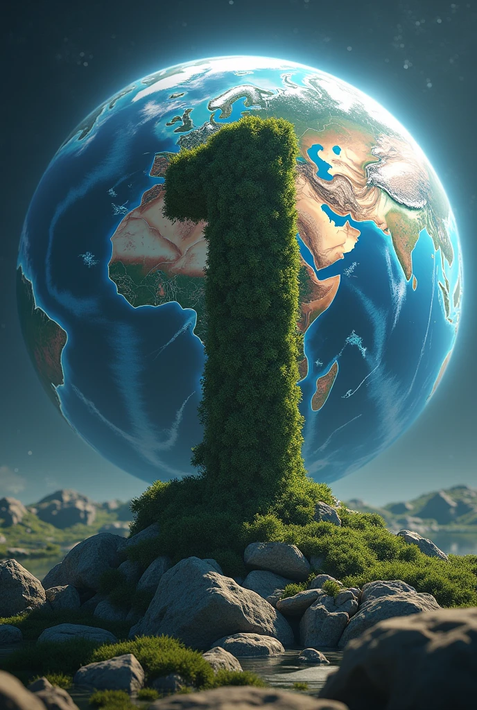 Image with a one and earth theme background