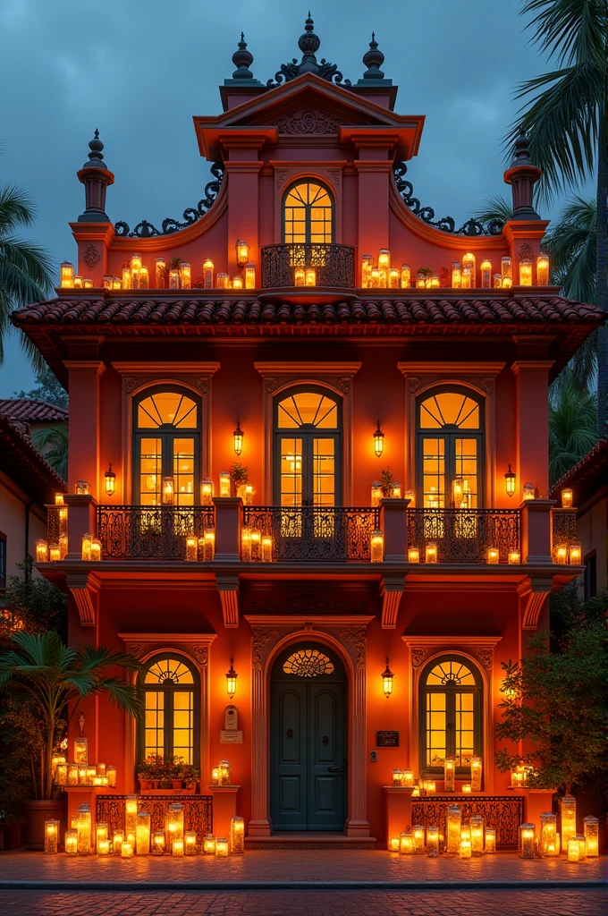 House in Antigua Guatemala full of lanterns