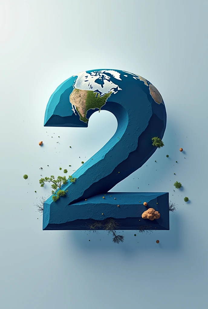 Image with a two and an earth theme background 