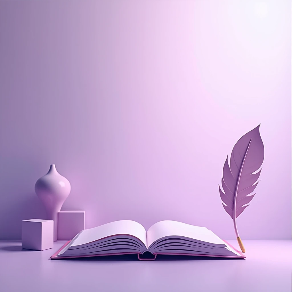 1080 x 1080 pixels Purple Poems Profile Picture/lilac subtle gradient Book Add a small drop of ink or a calligraphy quill next to the book to suggest the act of writing.
formato PNG