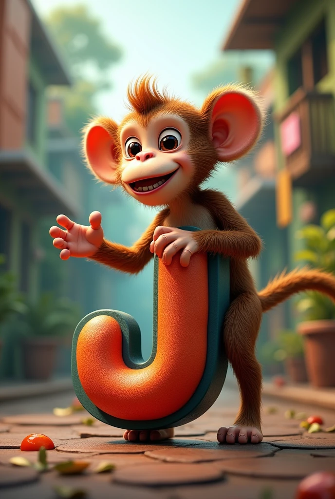 A monkey with the letter j