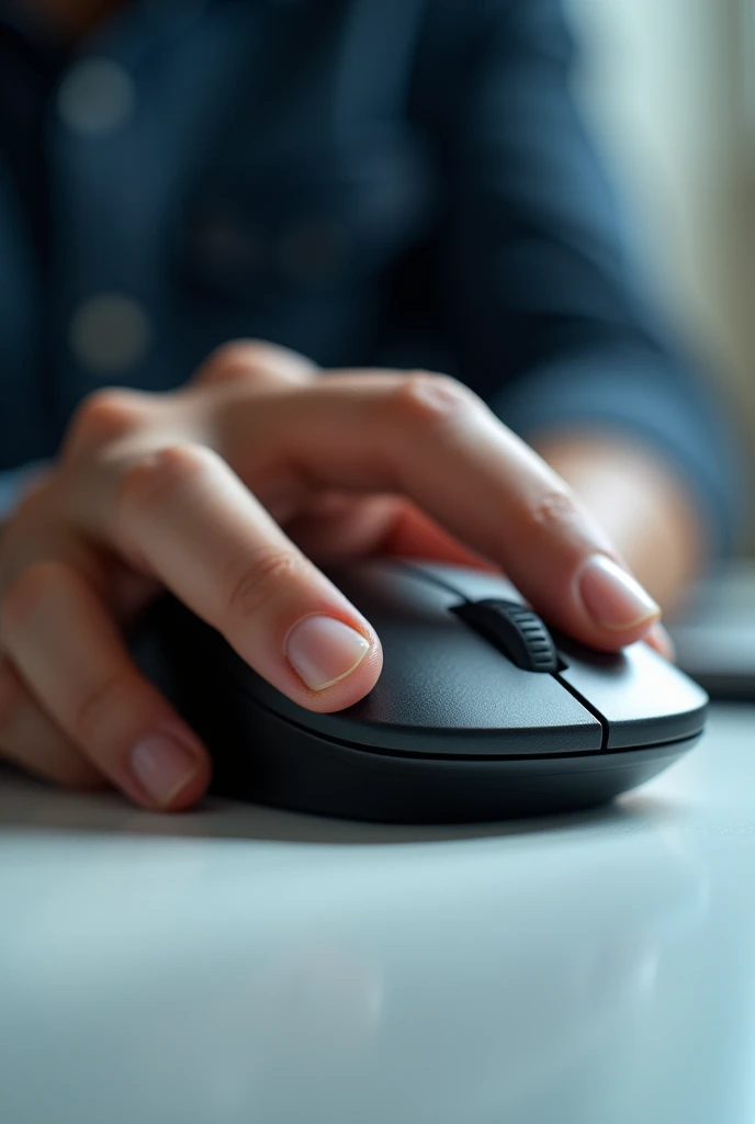 Hand on computer mouse