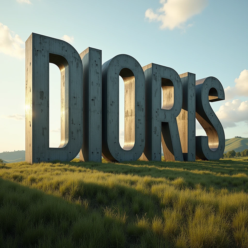  megas giant thick letters DIORIS in the middle of the rural area 