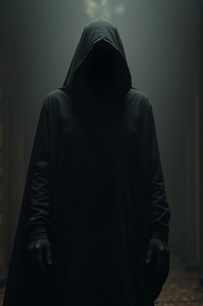 faceless man, wearing black clothes with black gloves