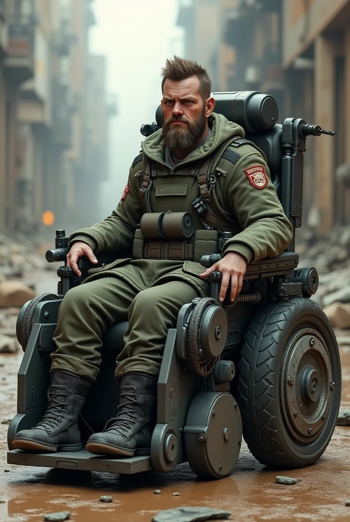 Animated soldier on wheelchair