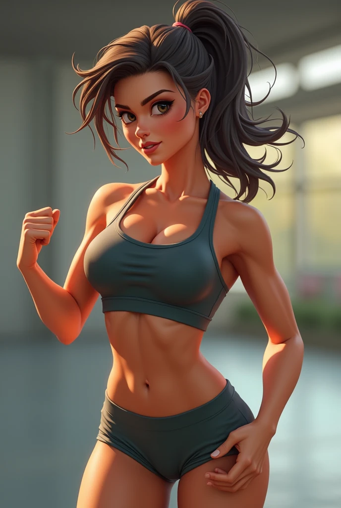 Sporty girl with little clothes
