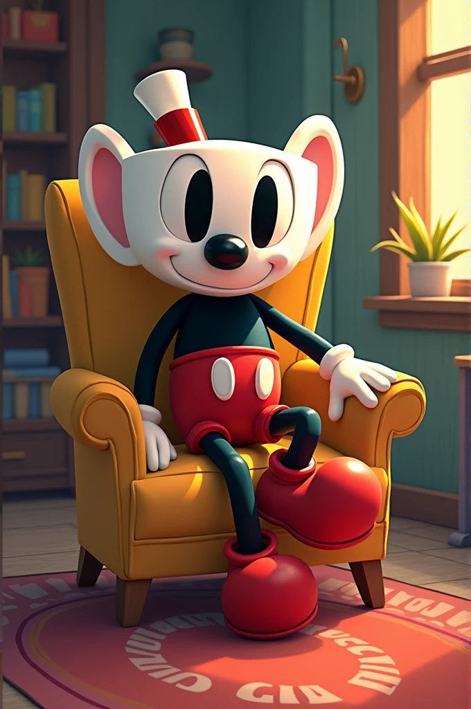 The cuphead show cuphead sitting down 