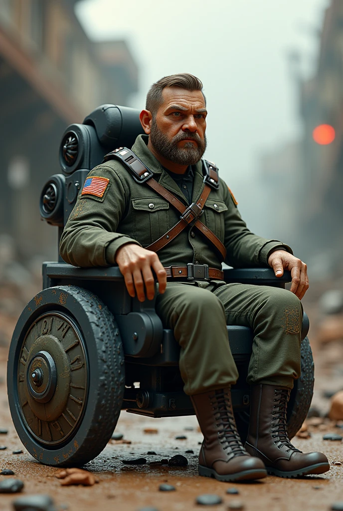 Animated soldier on wheelchair