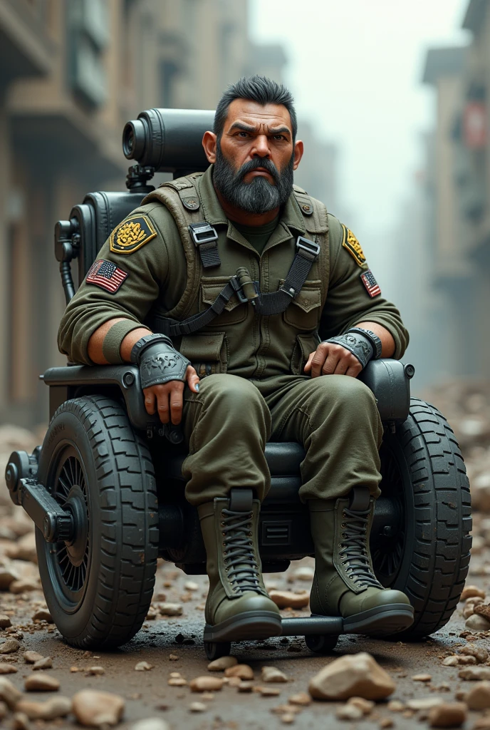 Animated soldier on wheelchair