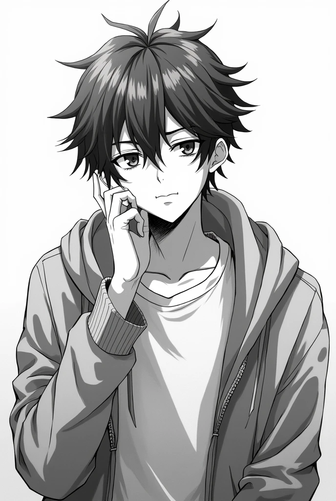 ((best qualityer)), ((work of art)), (detailded), naughty man, Toji Fushiguro, black andwhite, sweater on the shoulder, PENSATIVE