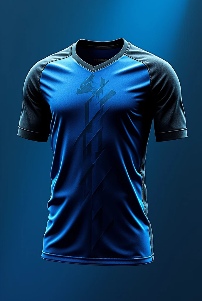 Black and blue soccer jersey