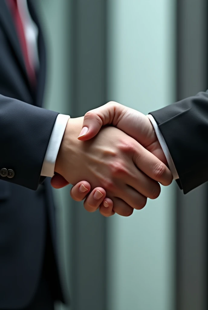 Businessmen&#39;s hands shaking diagonally with background