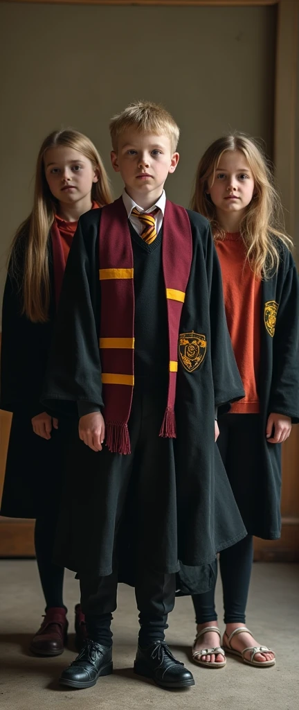 Hogwart school uniform, age boy and three girls, nude, orgy sex, anorectic