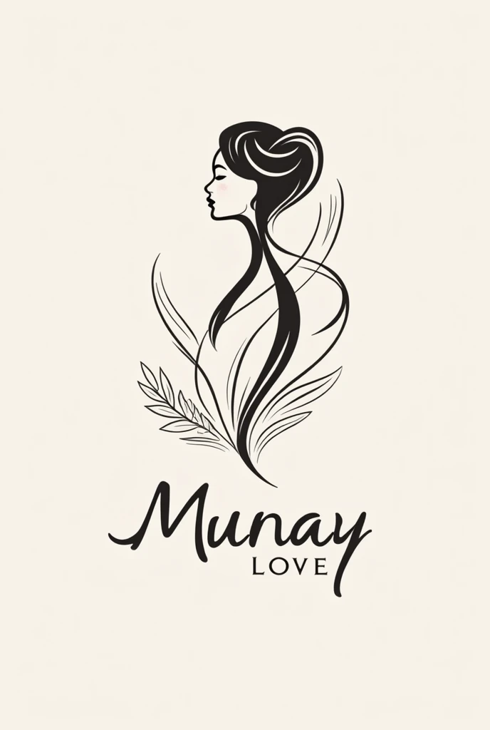 Un logo para una empresa de accesorios y maquillaje elegante se llama Munay, nombre en quechua que significa amor con dibujos bonitos