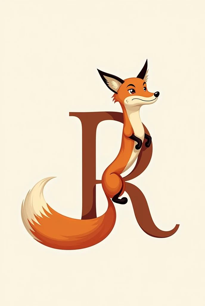 Letter R in the shape of a fox and its tail with the letter M
