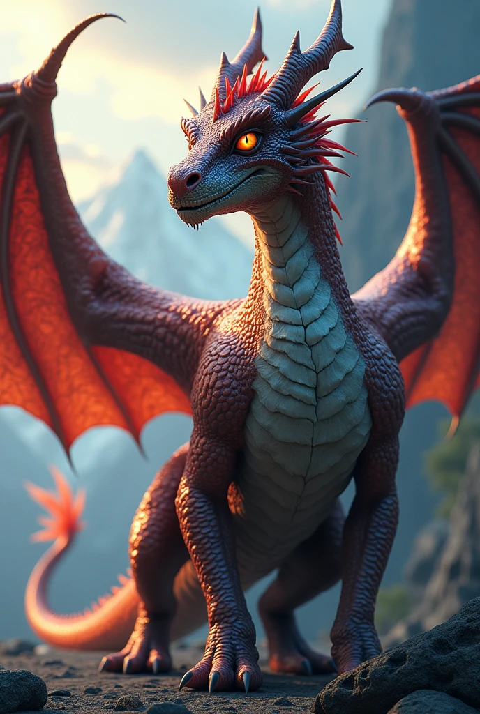 create a dragon similar to the dragon house that has my personality and create an image with the characteristics. focused, Steady , safe