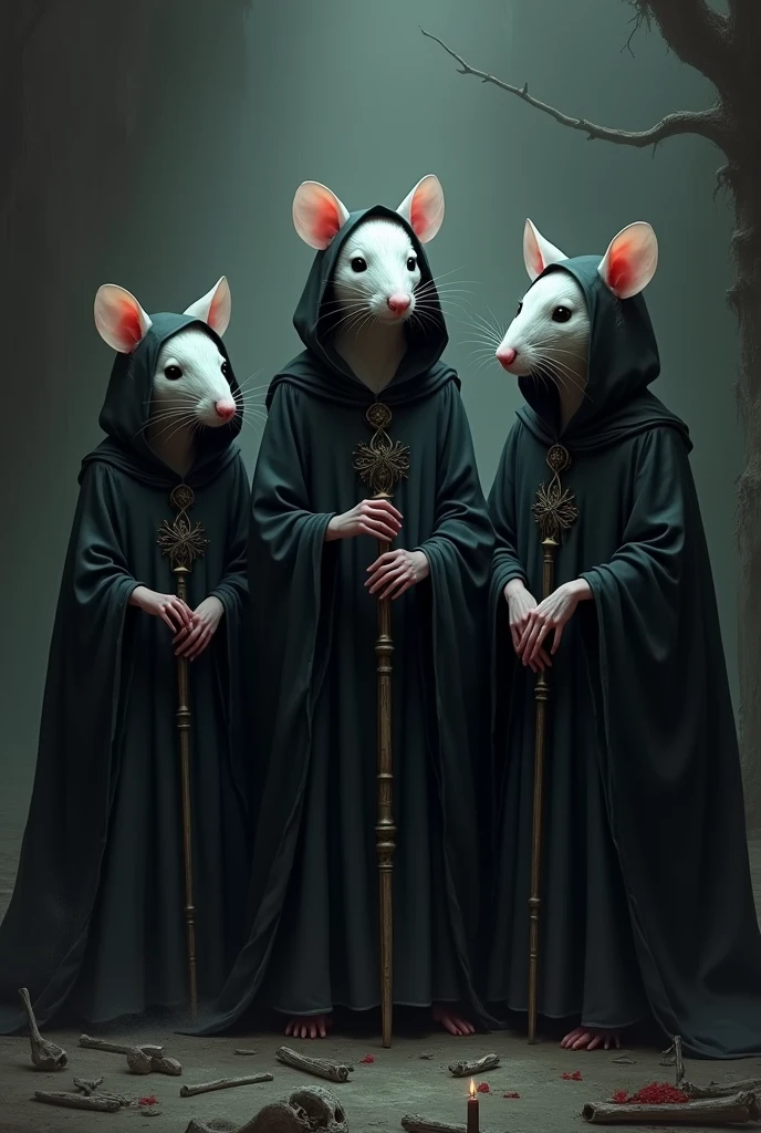 The 3 blind white rats in satanic cult clothing