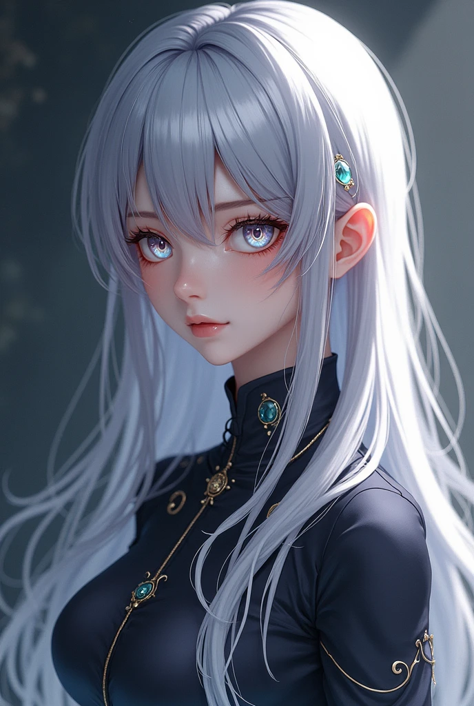 Sexy silver haired anime girl