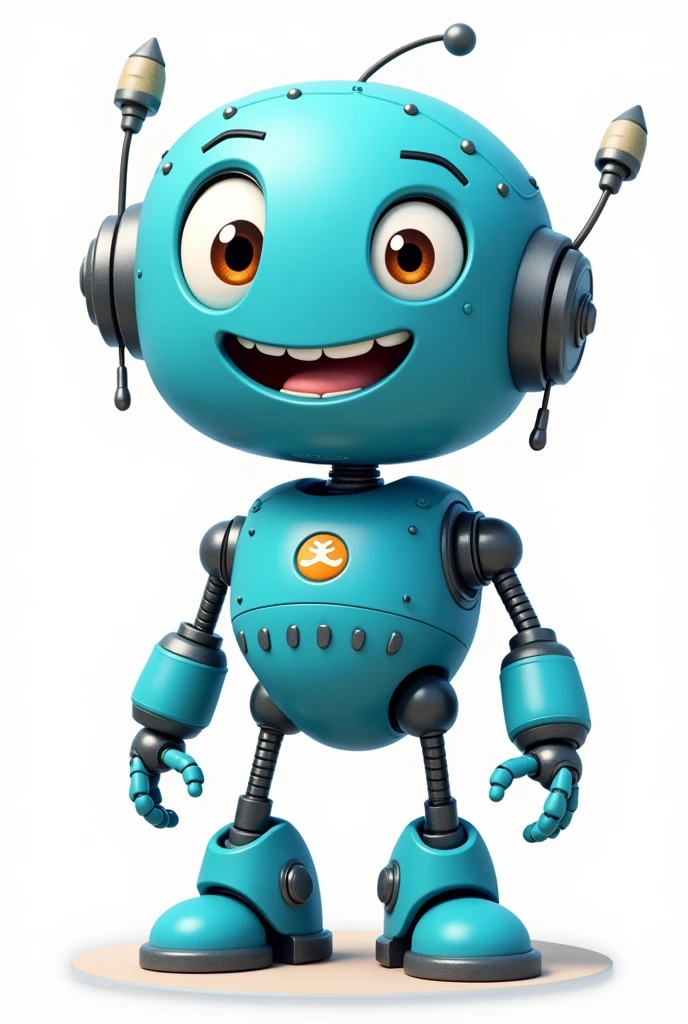 robot, Disney style animated, blue colors, White background, for stickers
