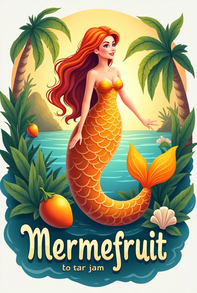 Create a logo for mango jam without added sugars with the name of " mermefruit" 
