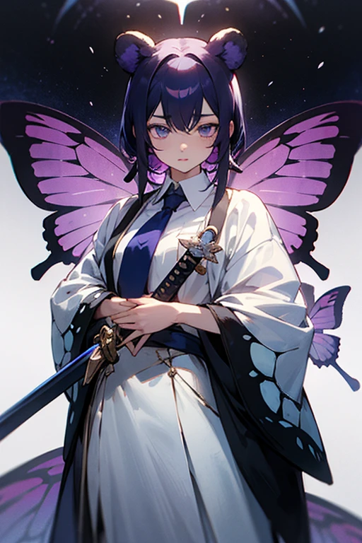 girl,Poetry,بنهاية Violet,eyes,Violet,tie,Butterfly ,لبس Butterfly ابيض,Hashira outfit,Bear sword