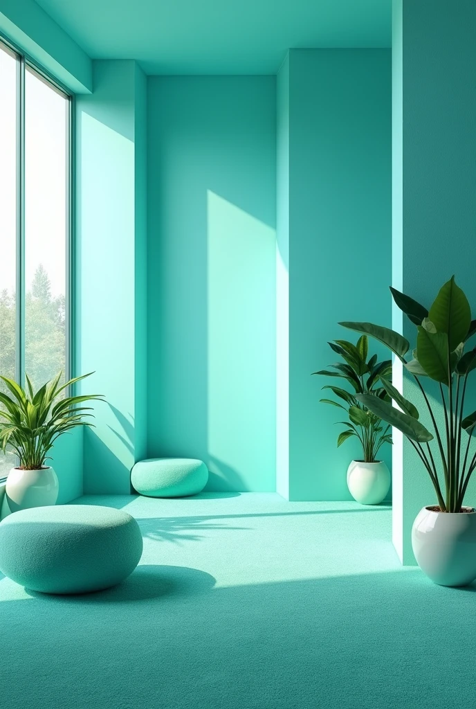 Interior image with blue and green colors