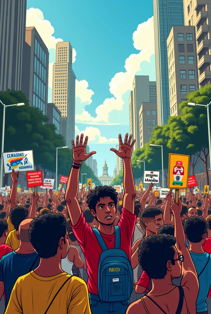 Cartoon image that reflects the situation in Colombia regarding the social outbreak in 2021